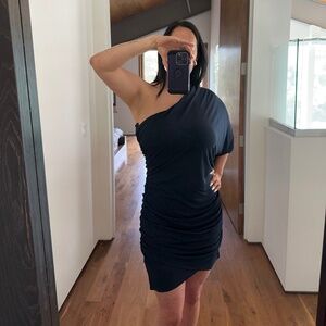 Haute Hippie navy asymmetrical cocktail dress